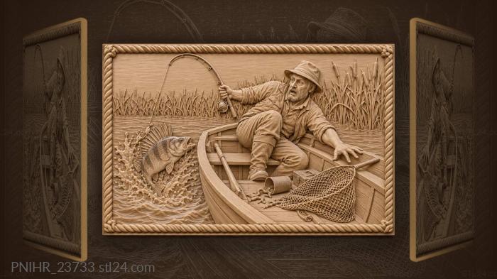 Perch attack thrilling fishing moment 3d STL model