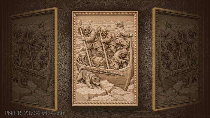Icebound sailors lever the floe away 3d STL model