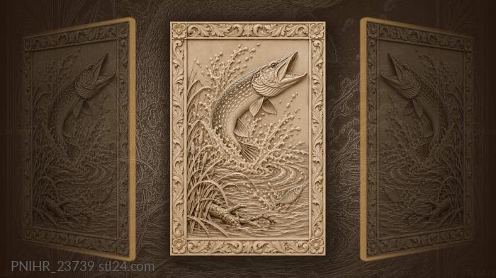 Pike attack roach water splash 3d STL model