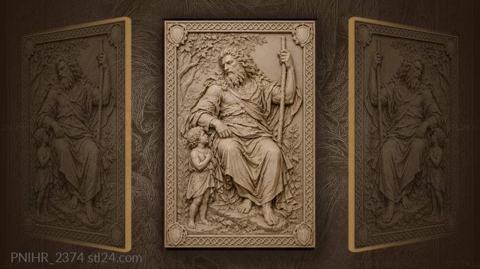 Lion maned elder and a small child 3d STL model