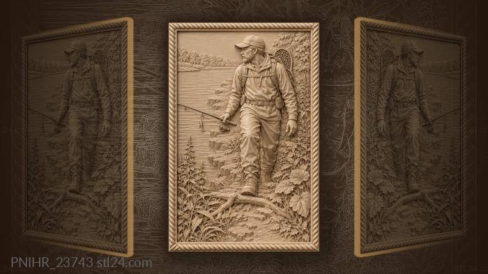Spin angler stepping over a root on the bank 3d STL model
