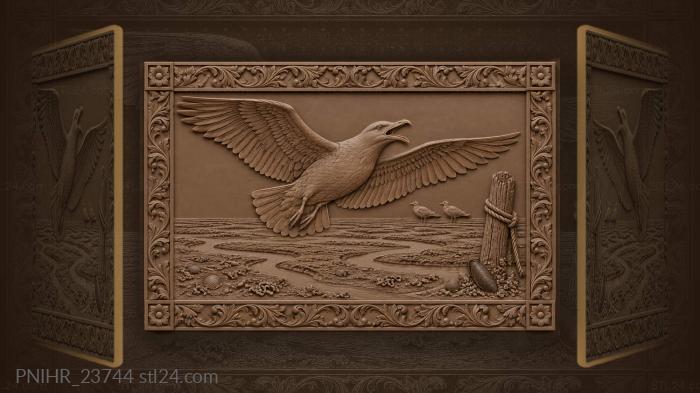 Crying gull over tidal flats 3d STL model