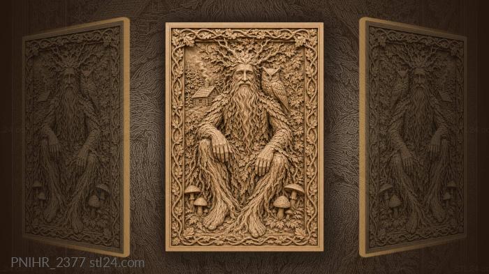 Wise old man with owl 3d STL model