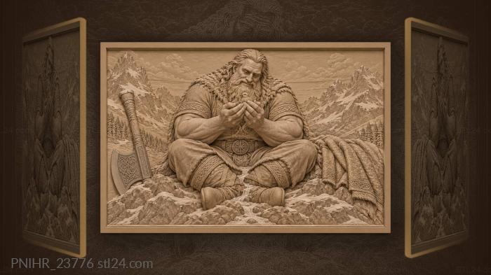 Giant holding a small bird in his palms 3d STL model