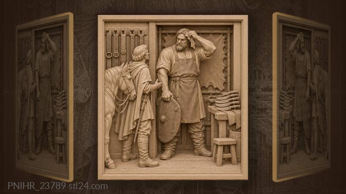 Tanner with a leather shield hears news 3d STL model