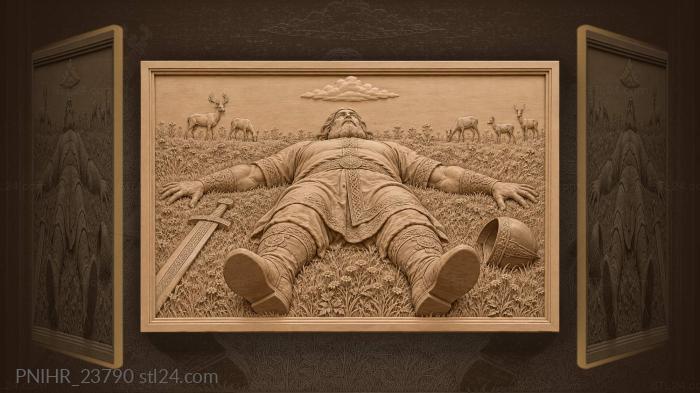 Svyatogor lying in the meadow under cloud 3d STL model