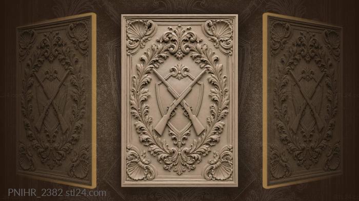 Two rifles crossed over a shield 3d STL model