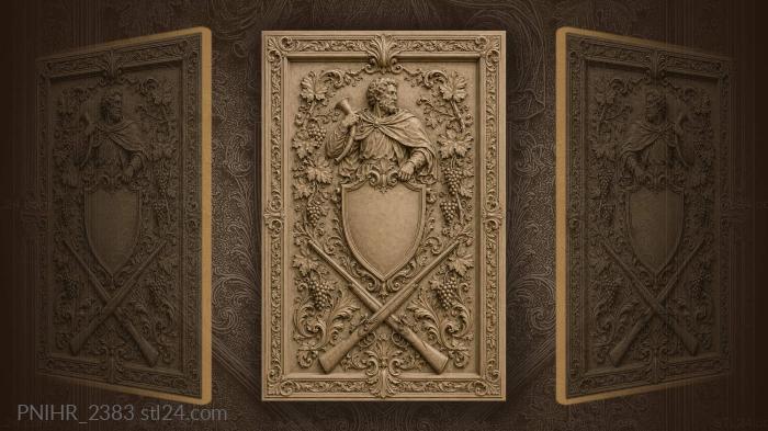 Hunting rifles and shield with vines 3d STL model