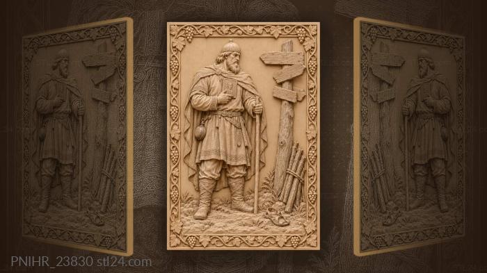 Ilya muromets reading the roadside signpost 3d STL model