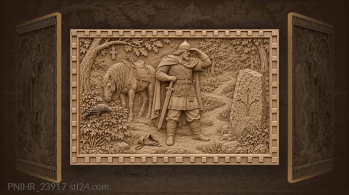 Knight beside the stone at three roads 3d STL model