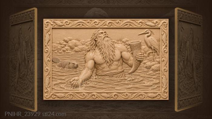 Waist deep in a stream with a horn 3d STL model