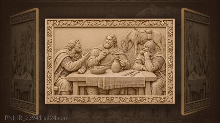 Muromets feast with heroic companions 3d STL model