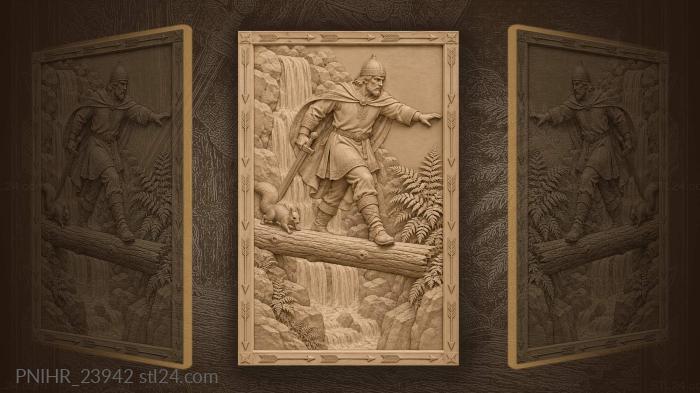 Crossing a log above the waterfall 3d STL model