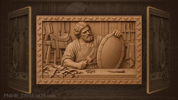 Nikita the tanner inspects shield 3d STL model