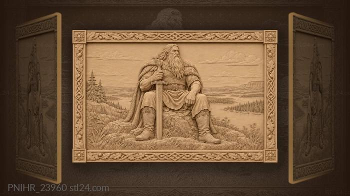 Warrior rests by a northern lake 3d STL model