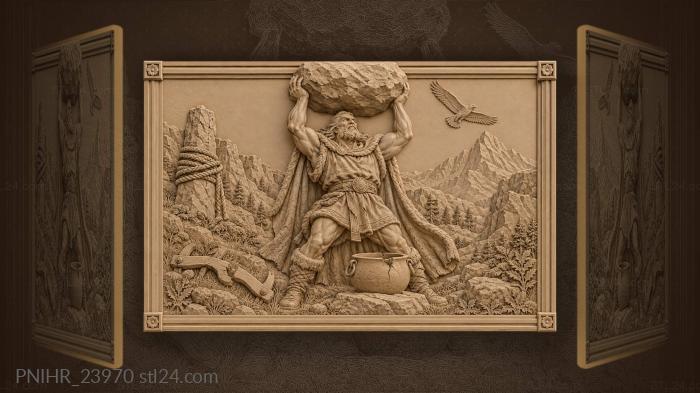 Svyatogor lifting a giant boulder 3d STL model