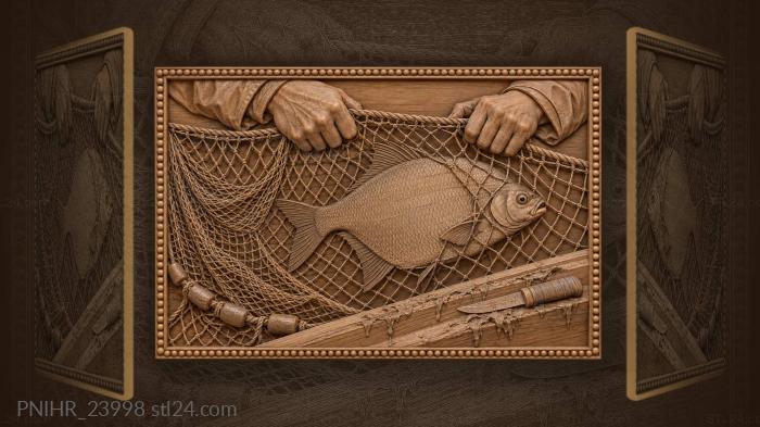 Bream caught broadside in gill net 3d STL model