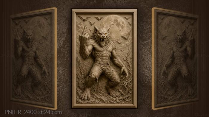 Bats circling above snarling beast 3d STL model