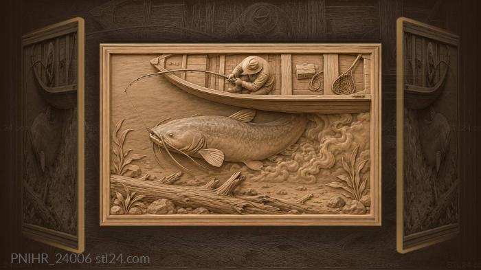 Catfish under boat angler fishing 3d STL model