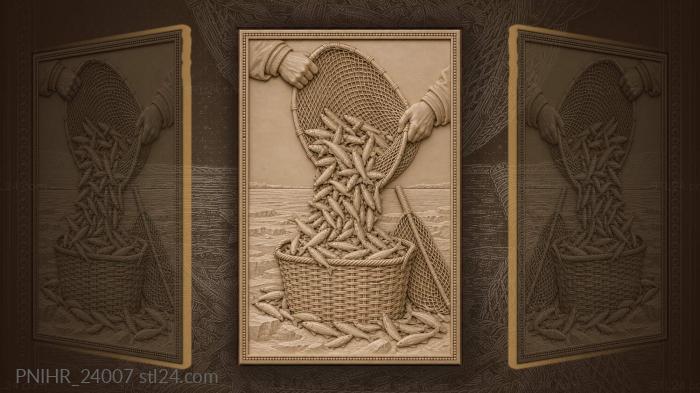 Smelt harvest winter fishing scene 3d STL model