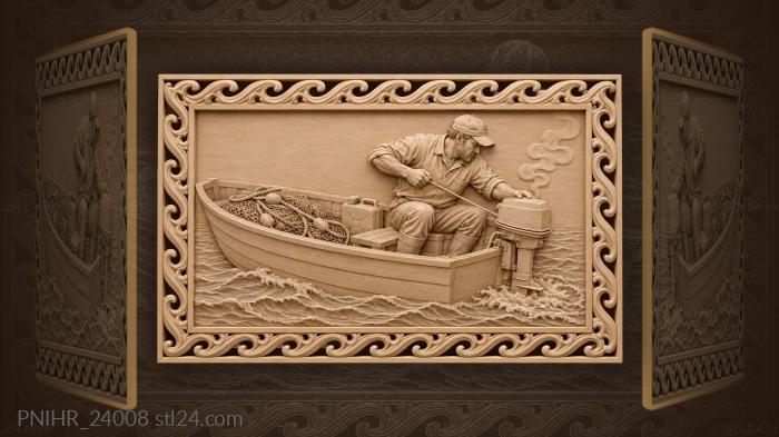 Fisherman starting boat engine repair 3d STL model