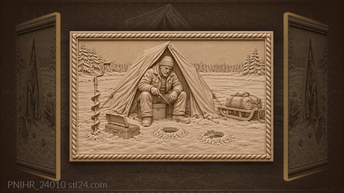 Open tackle box beside the low tent 3d STL model