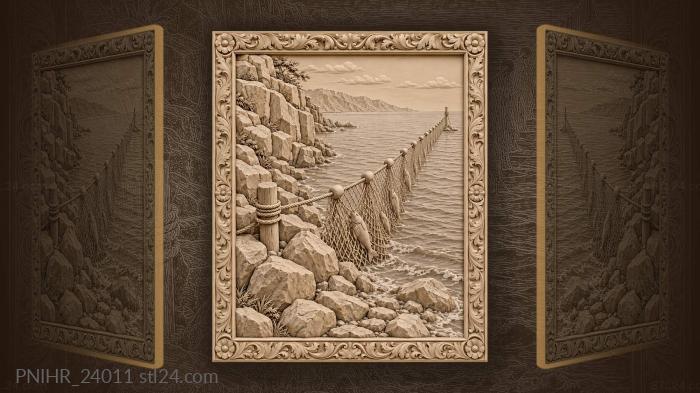 Coastal net fishing scene 3d STL model