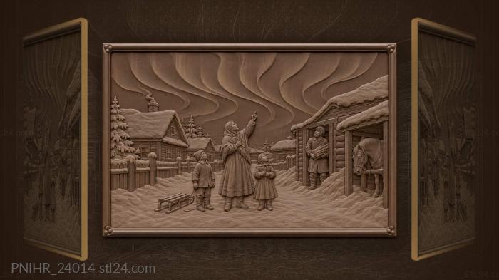 Woman shows children the northern lights 3d STL model