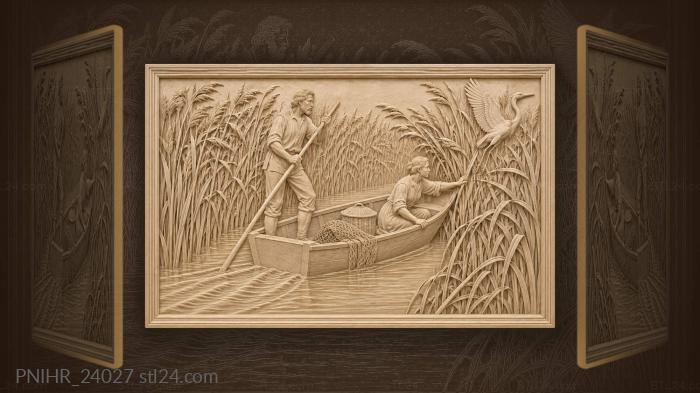 Boat in reed filled channel 3d STL model