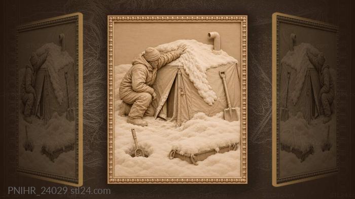 Sweeping night snow off tent roof 3d STL model