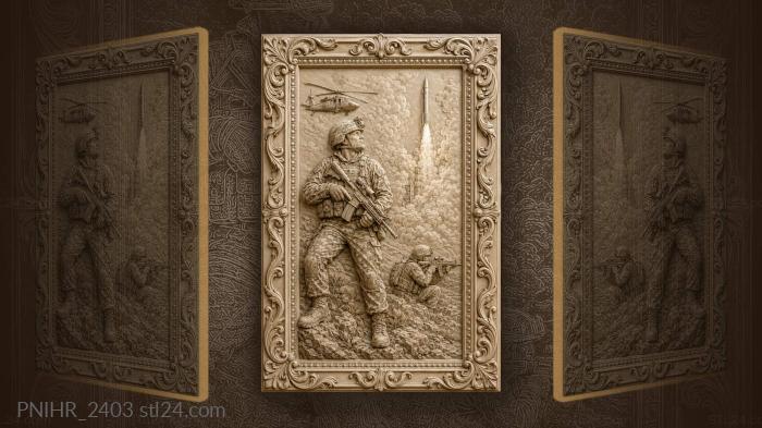 Rocket rising behind the aiming pair 3d STL model