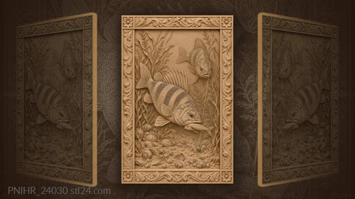 Perch hunting live minnow weeds 3d STL model