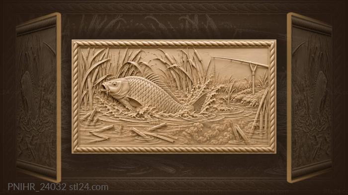 Carp leaping among reeds fishing 3d STL model