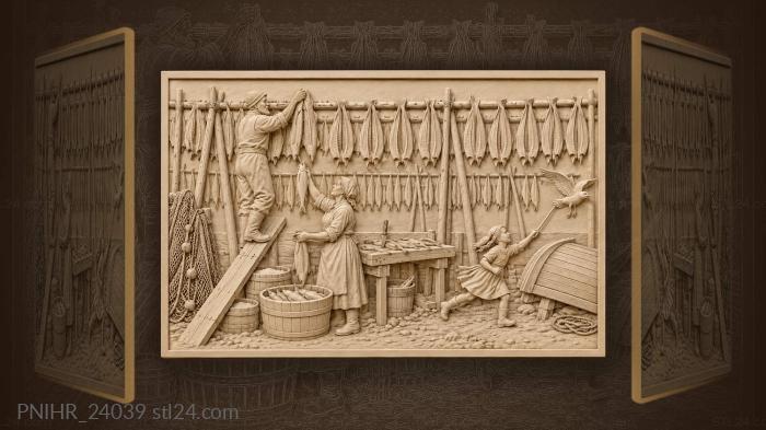 Coastal cod drying fishermans life 3d STL model
