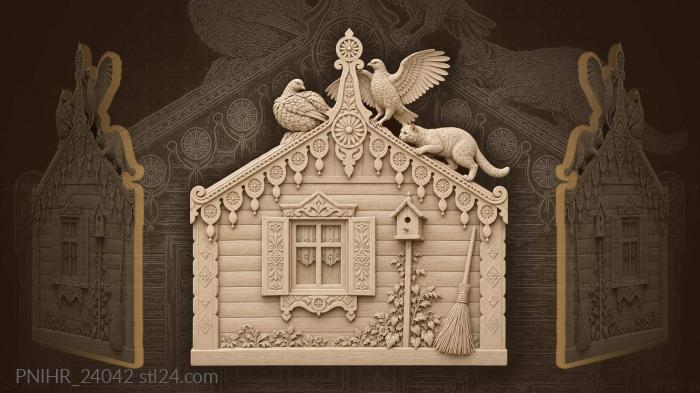 Grouse on roof finial with cat 3d STL model