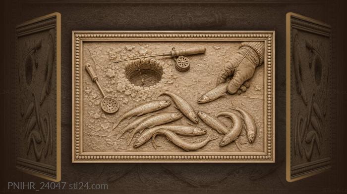 Row of smelt laid upon ice 3d STL model