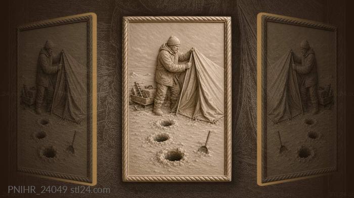 Raising tent pole beside three holes 3d STL model