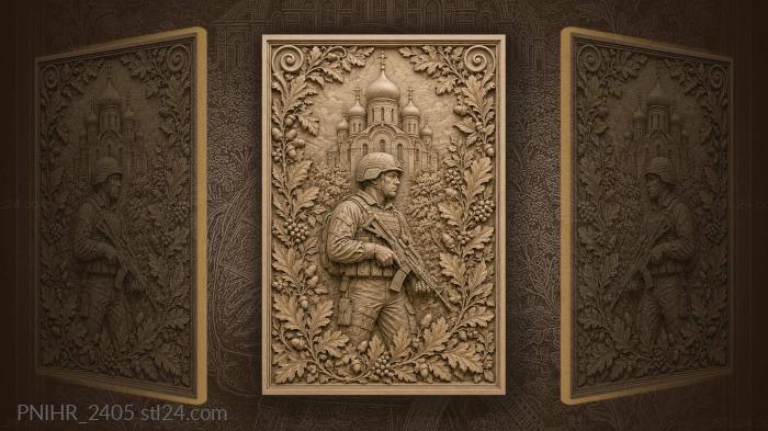 Church above a soldier with a rifle 3d STL model