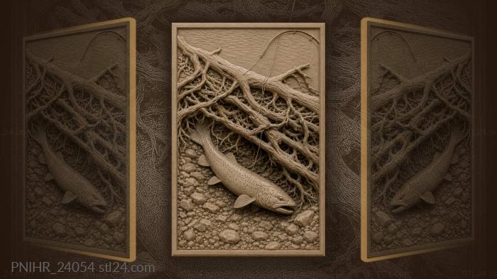 Taimen under submerged tree roots 3d STL model