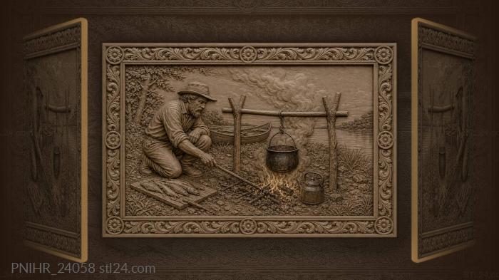 Pot slung over the glowing embers 3d STL model