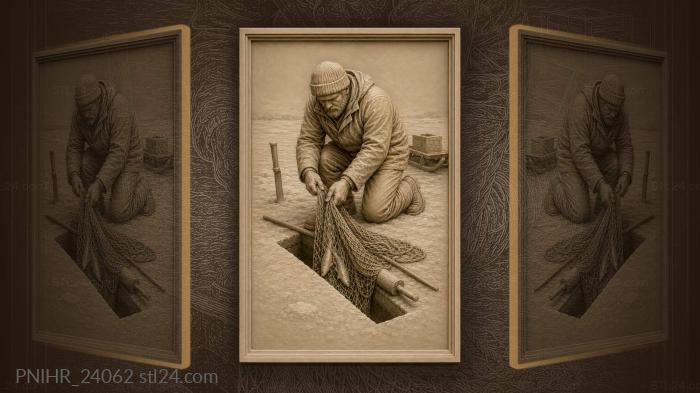 Hauling net through a long ice slot 3d STL model