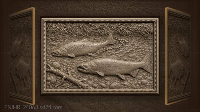 Salmon spawning in shallow river 3d STL model