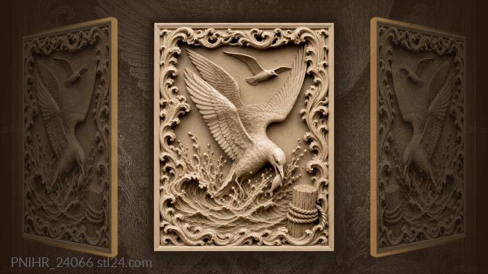 Seagull diving for silver fish 3d STL model