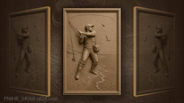 Angler casting from sandy shore 3d STL model