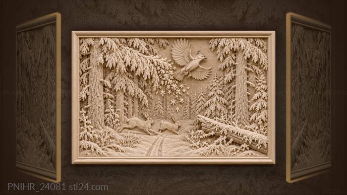 Jay scatters frost above crossing hares 3d STL model