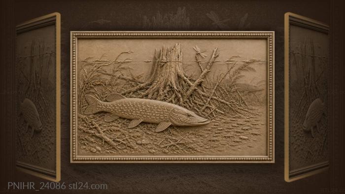 Pike ambush among sunken wood 3d STL model