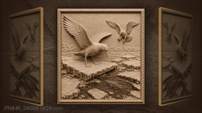 Gull on drifting ice floe 3d STL model