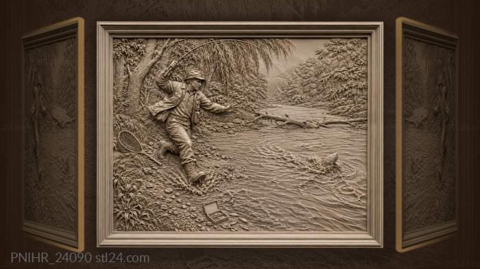 Running downstream after a hooked fish 3d STL model