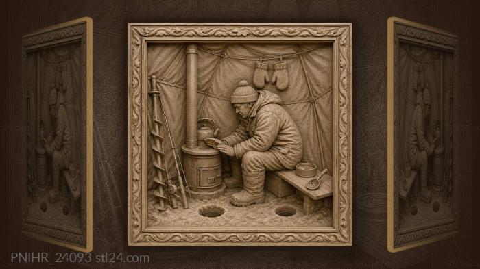 Palms held above the glowing stove plate 3d STL model