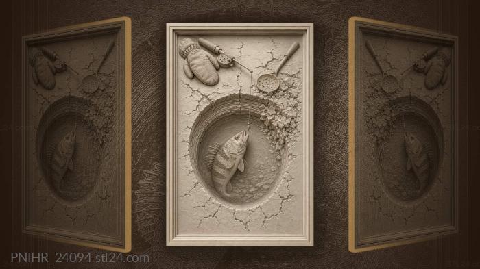Striped perch risen beneath the ice 3d STL model